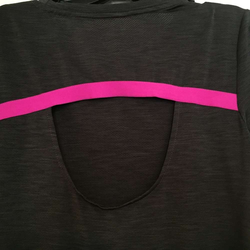 Athleta Grey Mesh Back Cut Out T-Shirt- SMALL - Picture 4 of 8